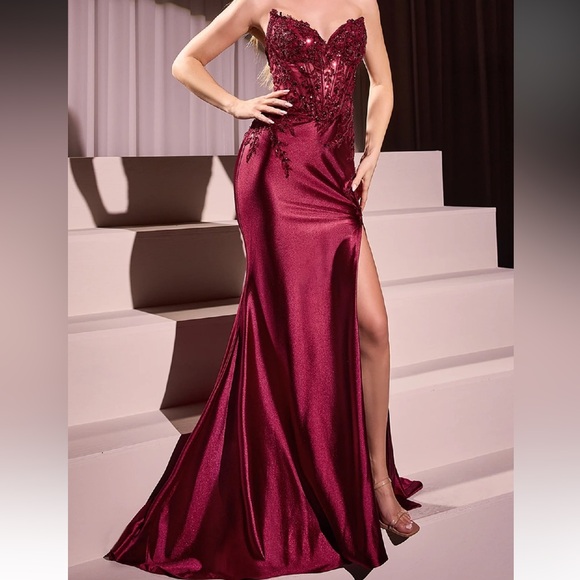 Ladivine KV1112 Burgundy Prom Dress from Milivine Boutique - Picture 1 of 4